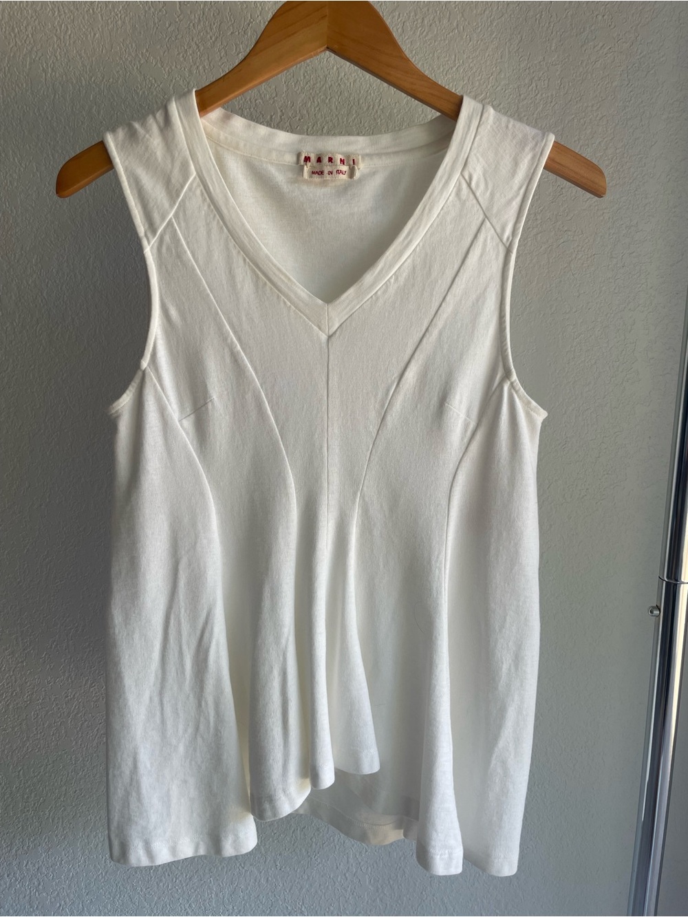 Marni White V-Neck Sleeveless Tank